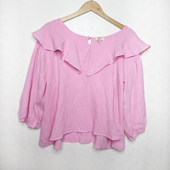 Umgee Tops - Pink Cotton Gauze Top
